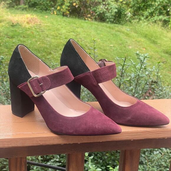 TOMMY HILFIGER Two-Tone Chunky Heels Strappy Black Burgundy - 8 1/2 - Picture 12 of 12